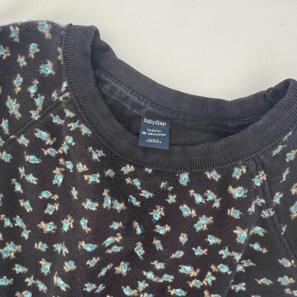Baby Gap‎ Toddler Girl Long Sleeve Navy Dress 18-24 Mo Floral Sweatshirt Fog - Picture 4 of 6